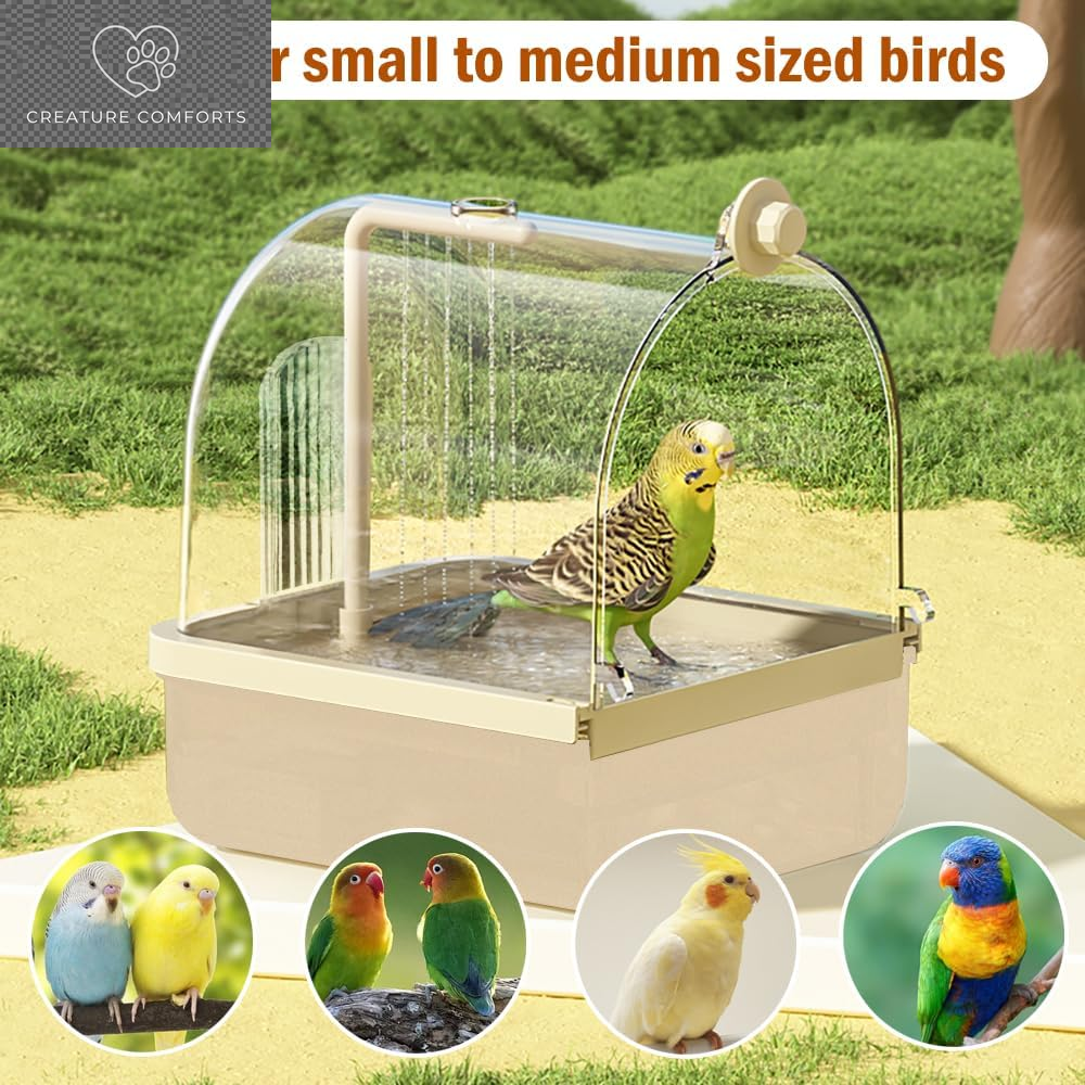 Automatic Bird Bath for Cage, Parakeet Bath with Pump