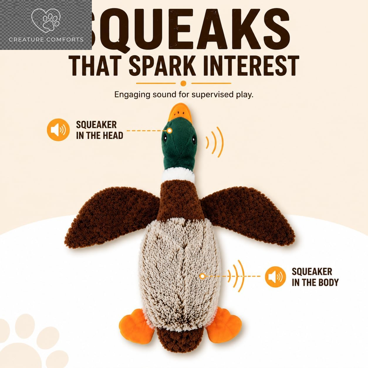 Exciting Duck Dog Toy with Squeaker | Plush Mallard Shaped Pet Toy for All Breeds | Perfect for Chewing, Fetching, and Interactive Play