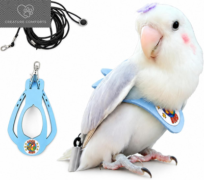 Lightweight Adjustable Bird Harness & Leash Set - Perfect for Budgies, Parakeets, and Small Parrots (Red, Size S)