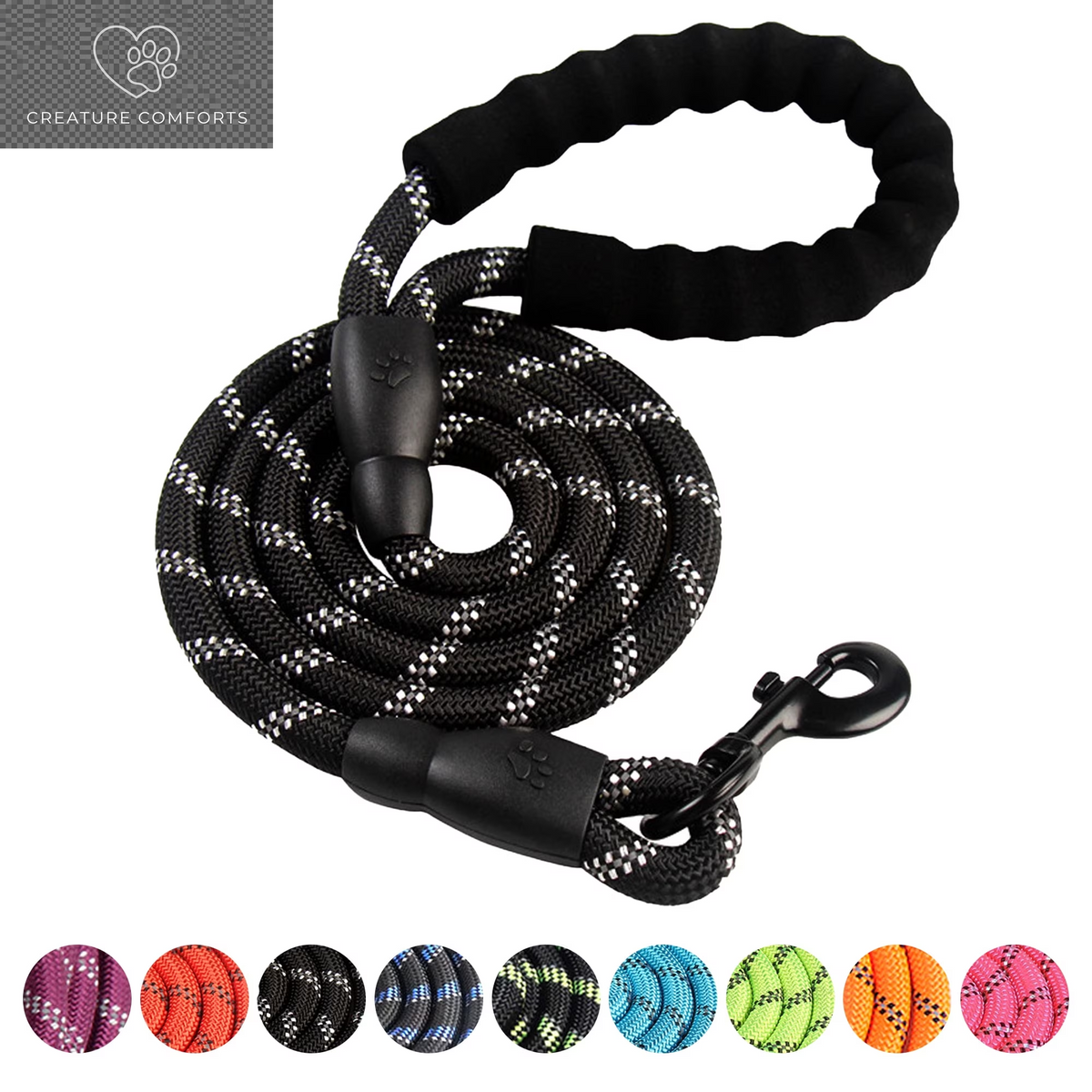Durable Dog Leash, 5 FT/6 FT, 1/2", Padded Handle Nylon Dog Reflective Leash for Small Medium & Large Dogs Walking(6 Ft, Purple)