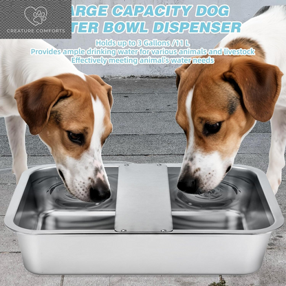 3 Gallon Dog Water Bowl Dispenser, Auto Fill Stainless Steel Bowl | Auto-Refill Float Valve, Stainless Steel Bowl, Fits 3/4 in GHT Faucet, Outdoor Use, Easy to Clean, Dogs, Cats and Chickens