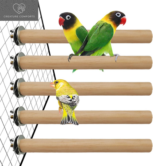 Hamiledyi Bird Perch for Cage Parakeet Stand Bird Cage Accessories Natural Wood Perch 5 Piece Set for Birds Platform Stick Playground for Small and Medium Sized Birds Cockatiel Parrot Conure