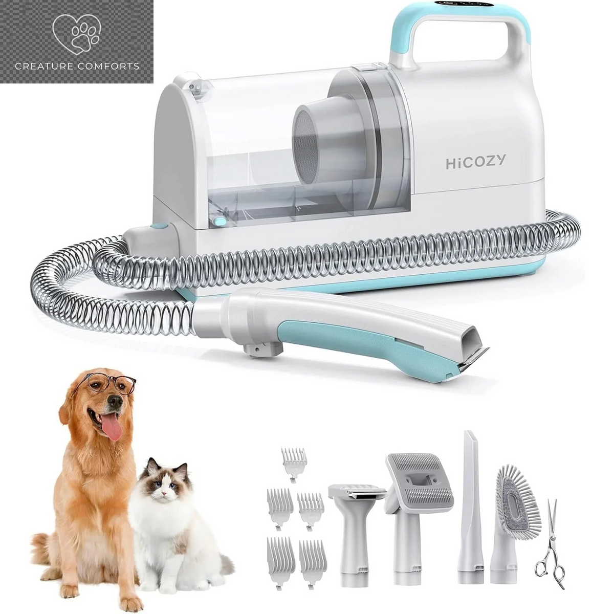 Ultimate HiCOZY Pet Grooming Kit: Powerful Dog Clippers & Vacuum for Effortless Hair Removal