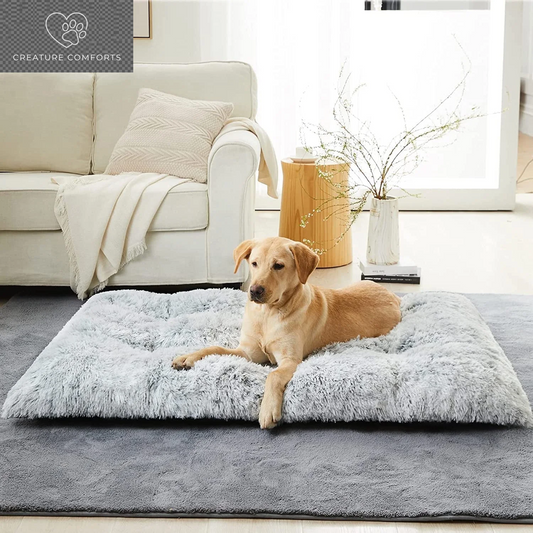 Reyox Large Dog Bed, 48 X 28 Inch Plush Dog Cage Bed Fluffy, Washable Dog Mat with Non-Slip Bottom for Large and Medium Dogs
