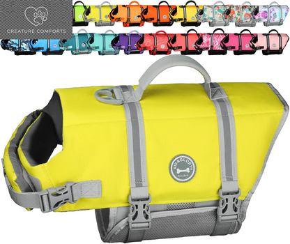 VIVAGLORY Dog Life Vest Rip Stop Dog Swim Vest, M, Pink | High Visibility Ripstop for Puppy Cat Doggy, Life Jacket with Handle & Leash Ring for Boating & Swimming